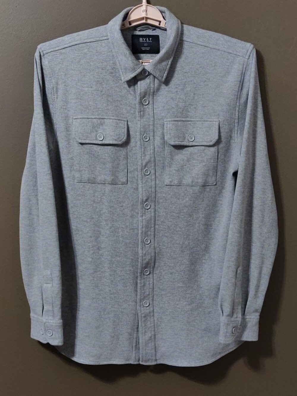 Bylt Basics Thermal Button Down Heathered Grey SIZE XL